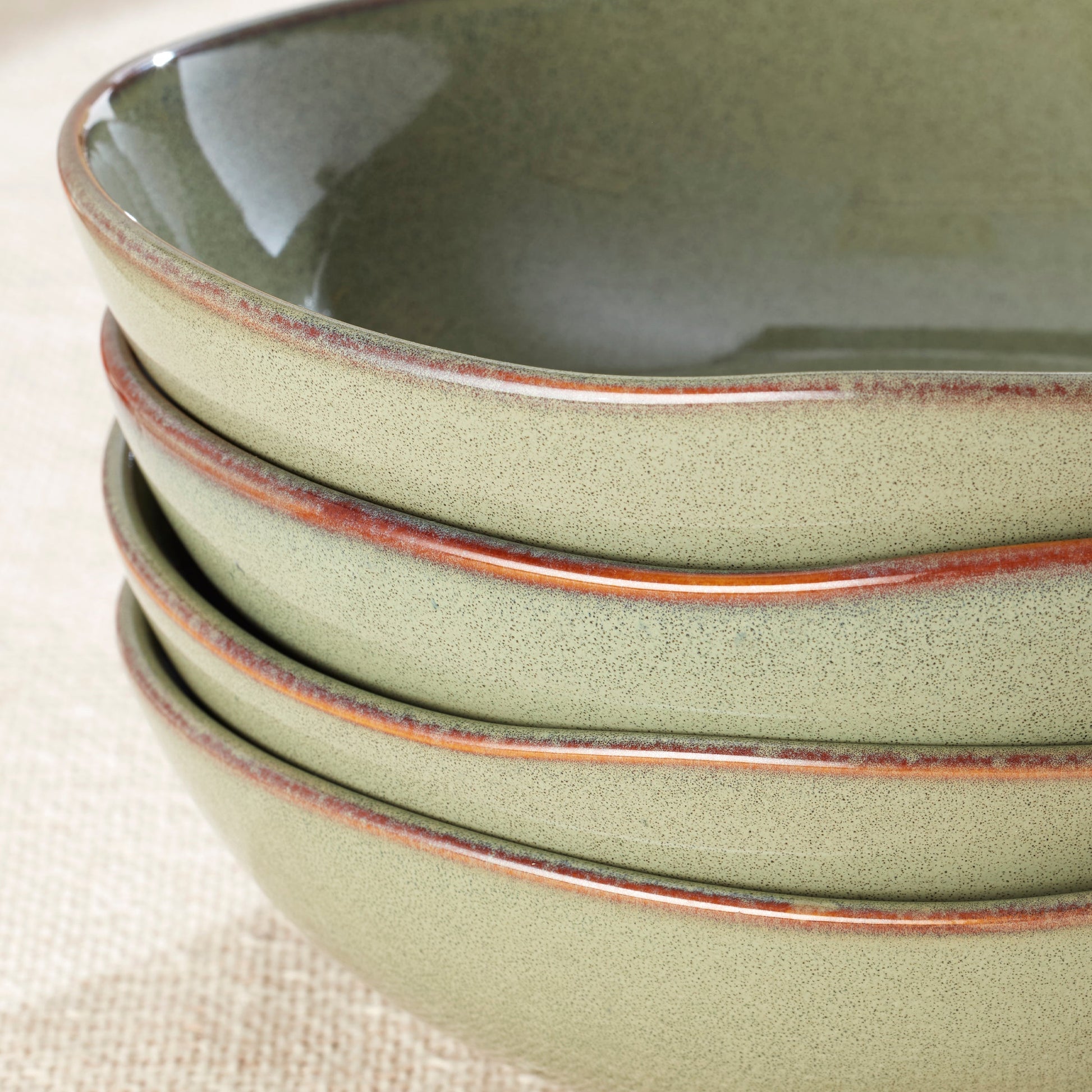 Organic Shades Sage Green Pasta Bowls, Set of 4