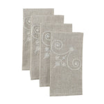 French Perle Linen Embroidered Dinner Napkins, Set of 4