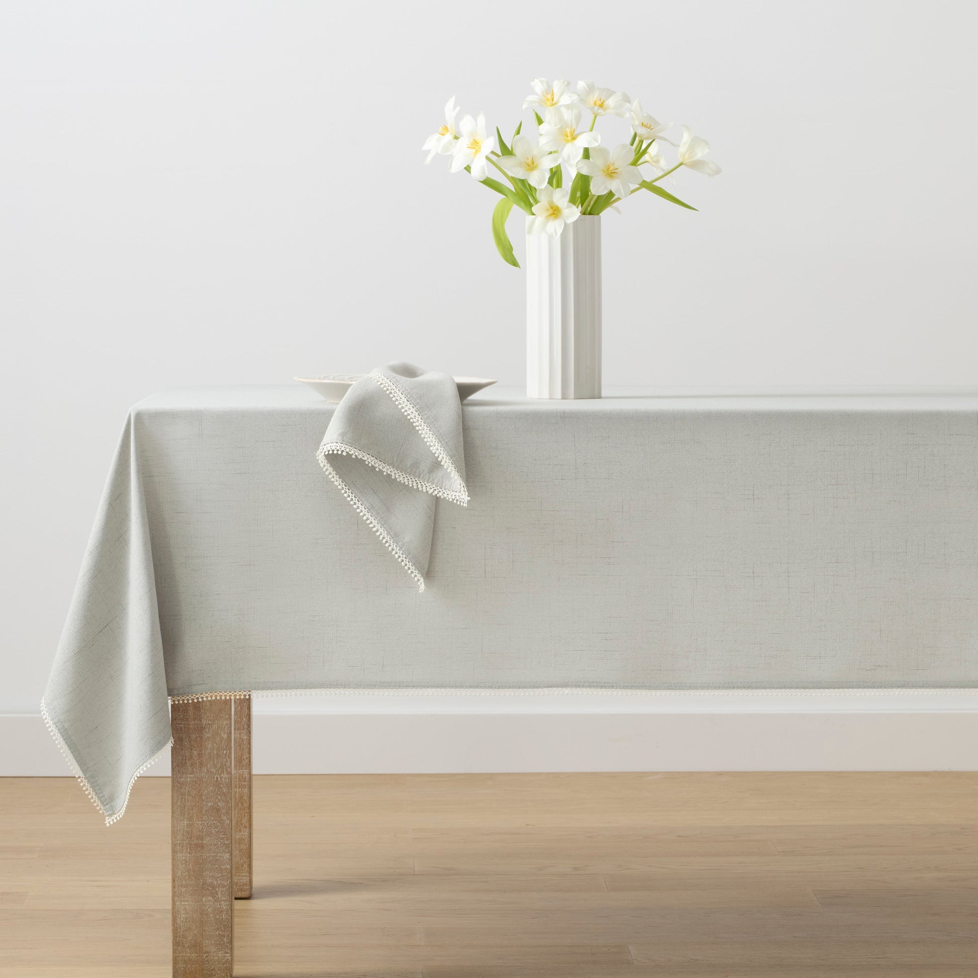 French Perle Solid Dove Grey 60x102 Tablecloth