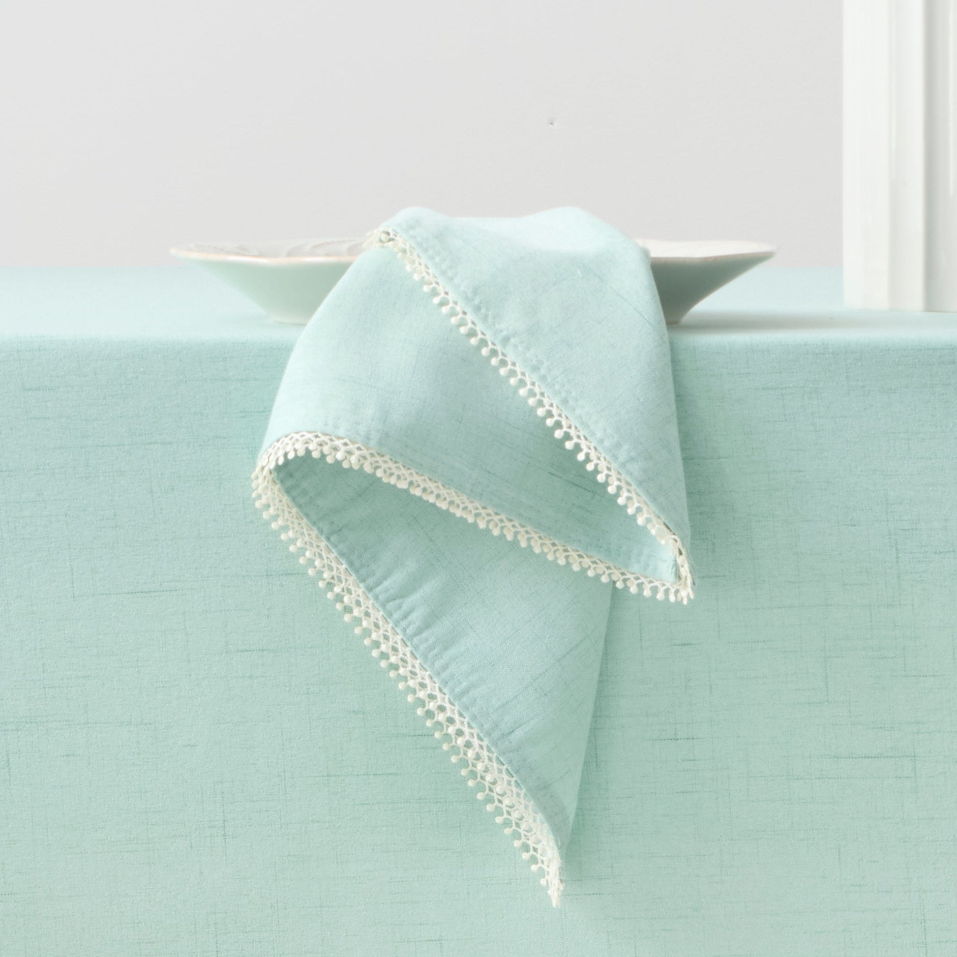 French Perle Solid Ice Blue Dinner Napkins, Set of 4