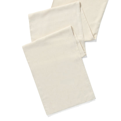 French Perle Solid Natural White 14x90 Table Runner