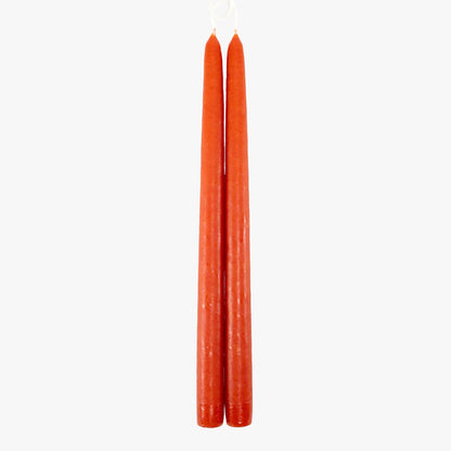 Dripless Vermillion 12" Taper Candles, Set of 2