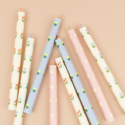 Floral Table Candles, Set of 8