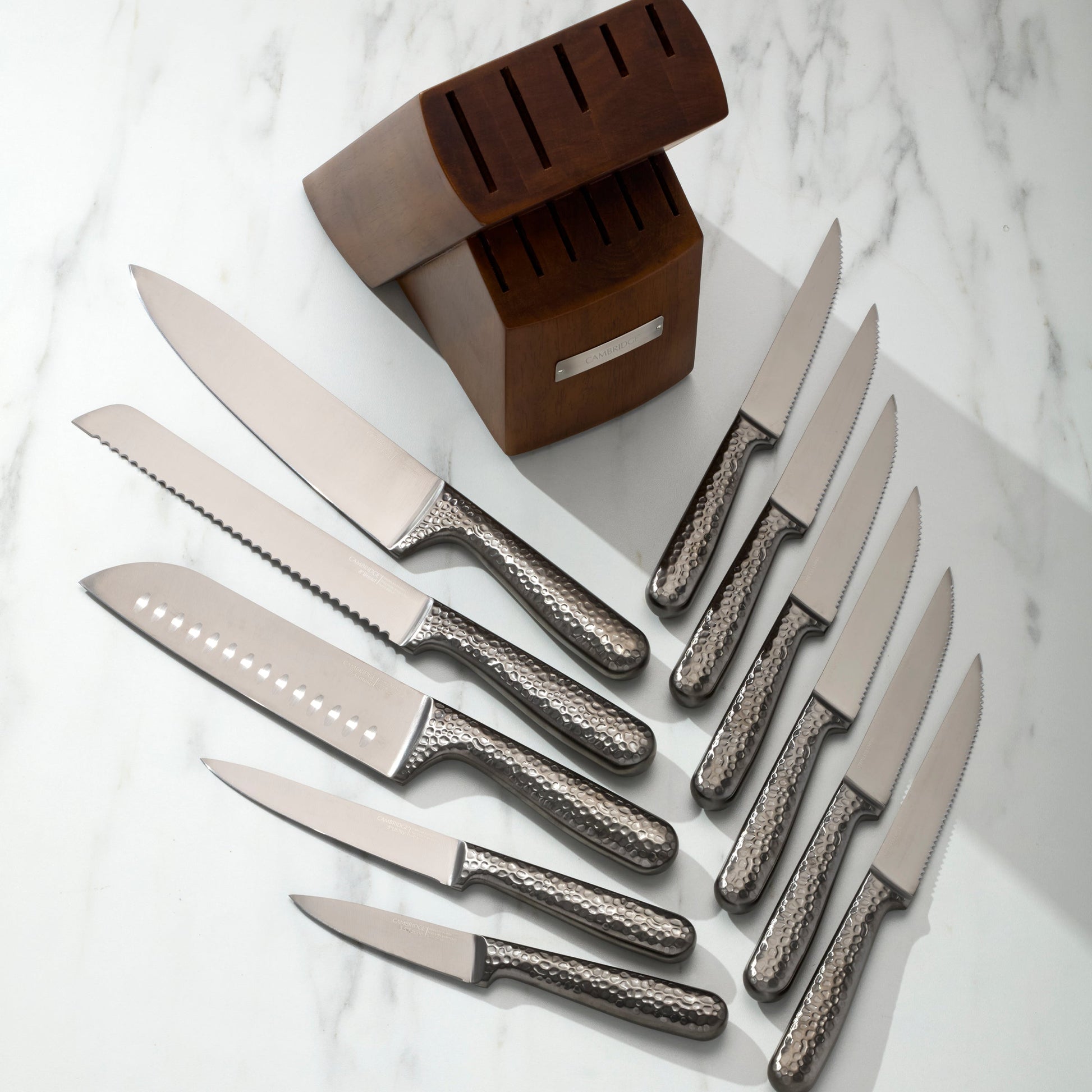 Nero Hammered Titanium 12-Piece Cutlery Block Set