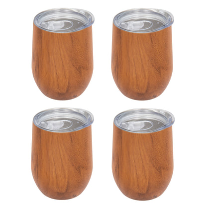 Insulated Woodgrain Wine Tumblers, Set of 4