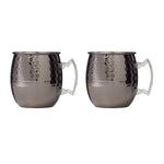 Hammered Black Moscow Mule Mugs, Set of 2