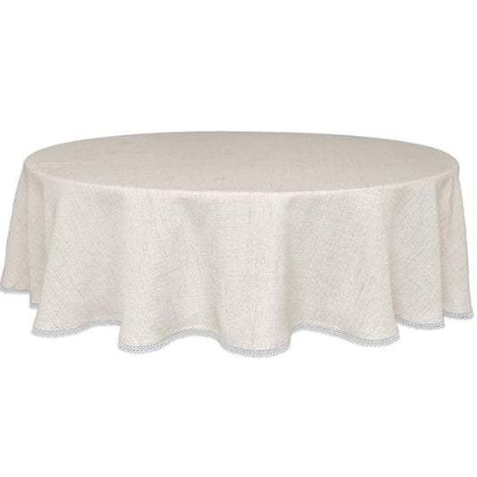 French Perle Solid Natural 70x70 Round Tablecloth