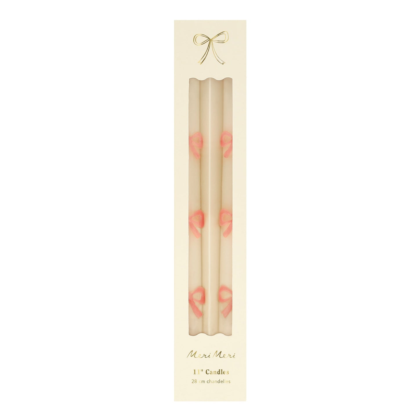 Pink Bow Taper Candles, Set of 2