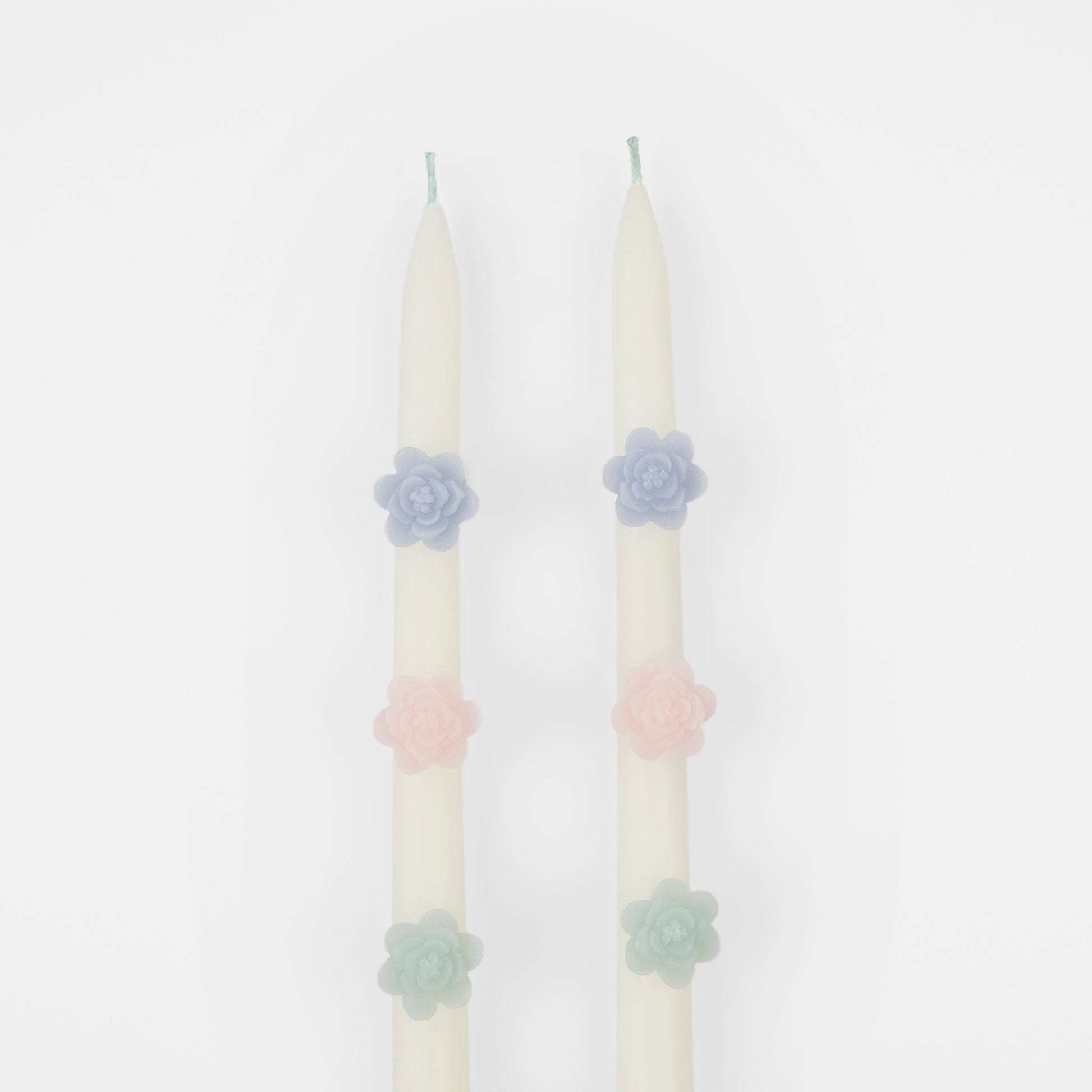 Pastel Flowers Taper Candles, Set of 2