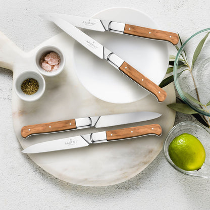 Argent Lynden Olive Wood Steak Knives, Set of 4