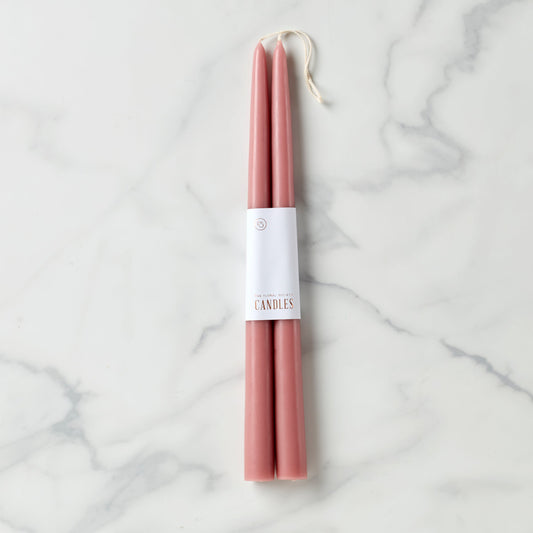 Dipped Rose 12" Taper Candle, Set of 2